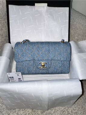 CHANEL 26B BLUE DENIM MINI FLAP BAG